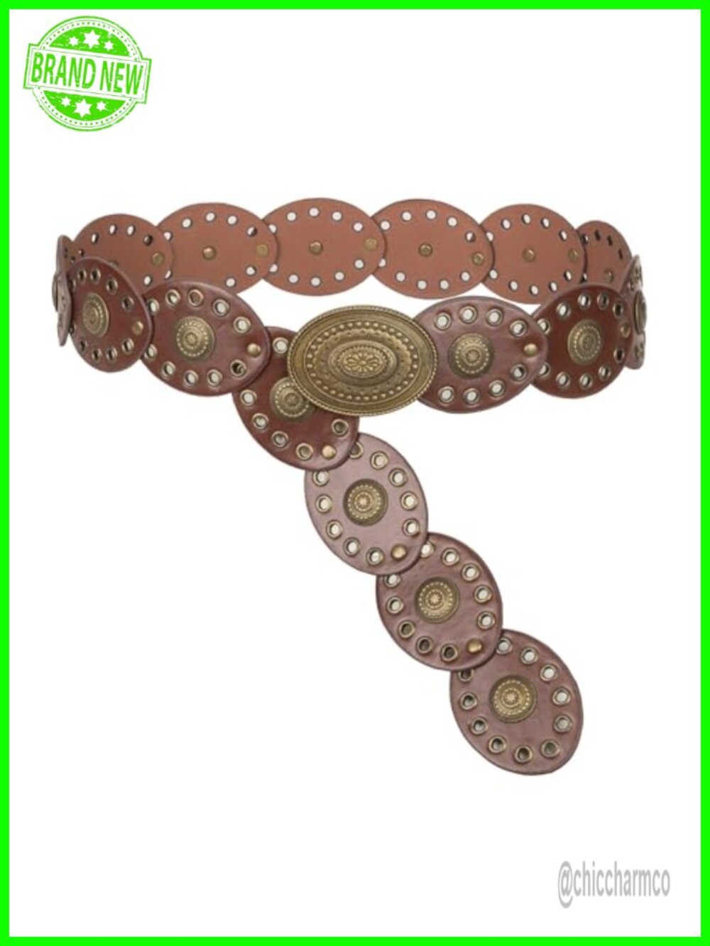 Wide Western Concho PU Leather Belt Vintage Cowgirl Disc Adjustable Waist